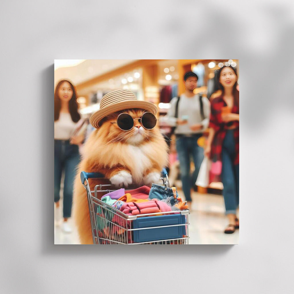 Shopping with Chic: Cat in a Hat and Glasses Conquers the Fashion World