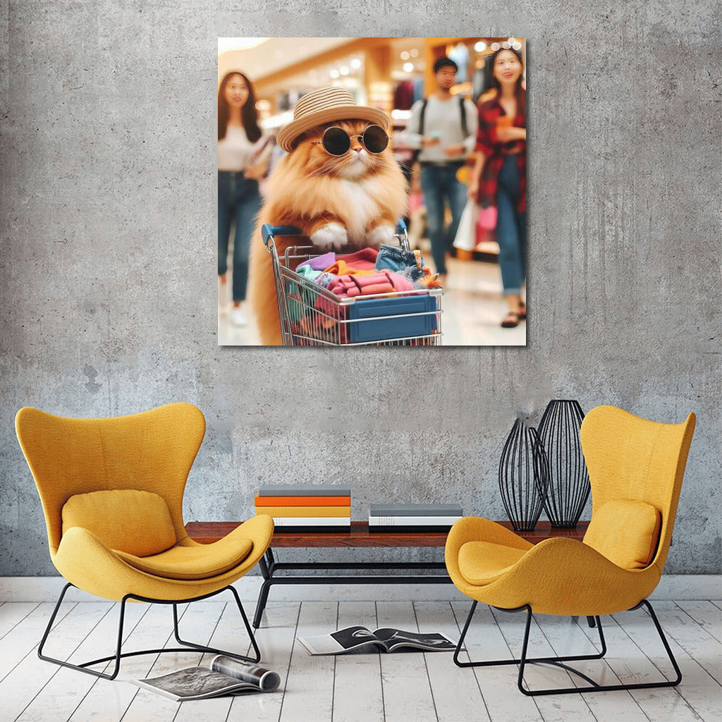 Shopping with Chic: Cat in a Hat and Glasses Conquers the Fashion World