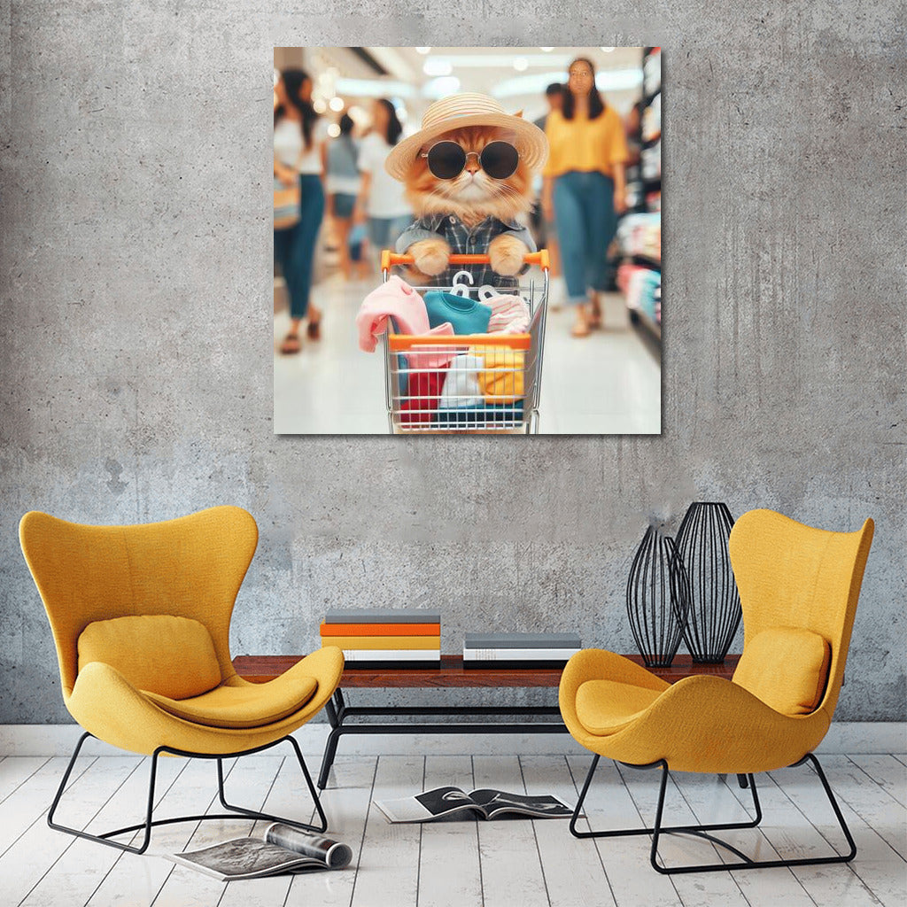 Stylish Cat in the Hat: Shopping at the Mall