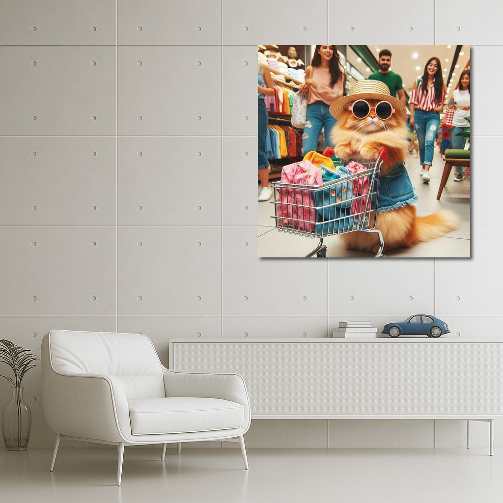 Shopping in Chic: Stylish Cat at the Mall