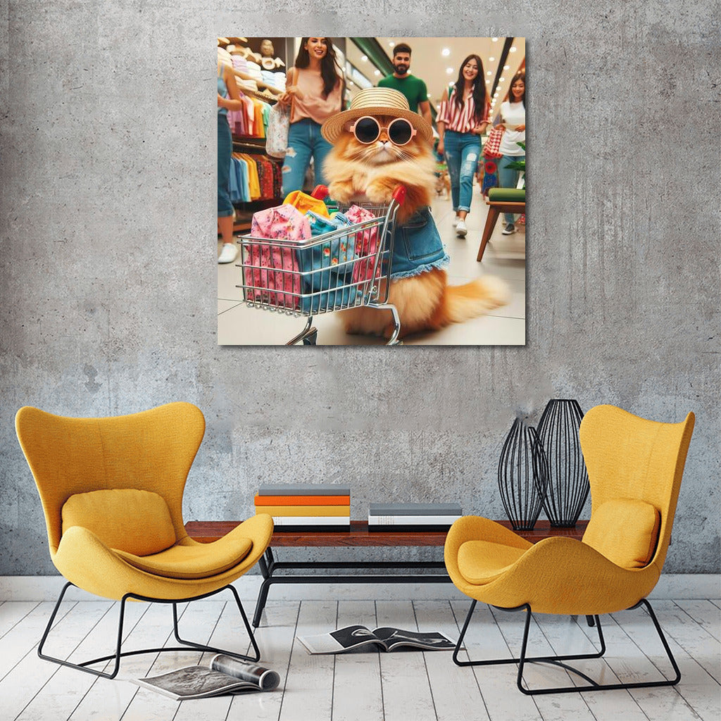 Shopping in Chic: Stylish Cat at the Mall