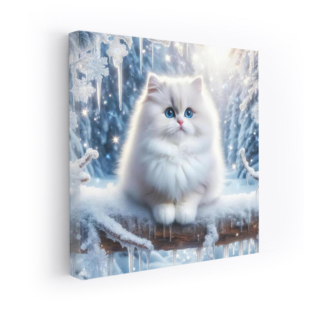 Snow Miracle: Fluffy Cat in the Winter Forest