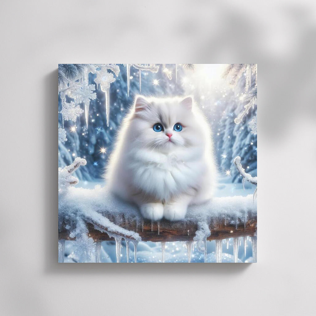 Snow Miracle: Fluffy Cat in the Winter Forest