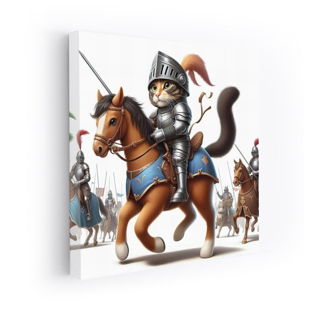 Knight Cat in Medieval Tournament: Fantasy Charm for Your Home