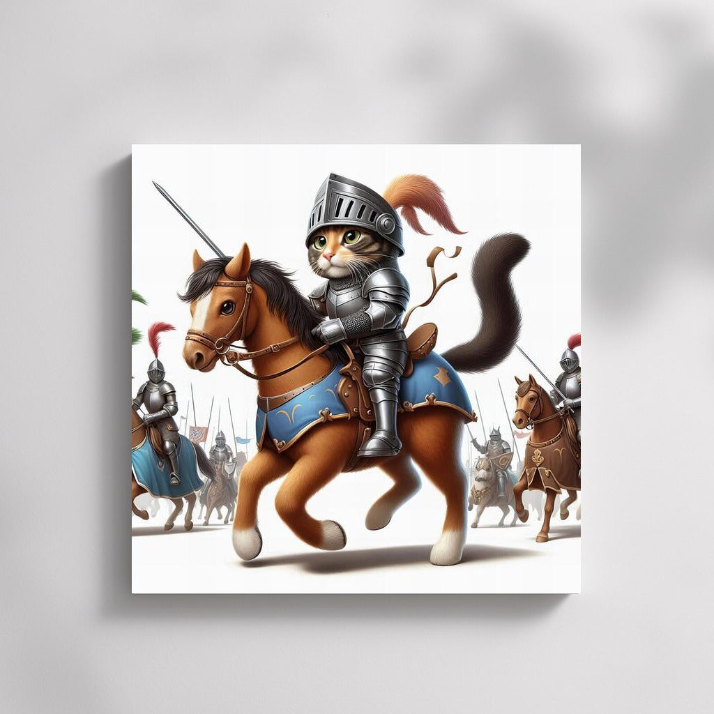 Knight Cat in Medieval Tournament: Fantasy Charm for Your Home