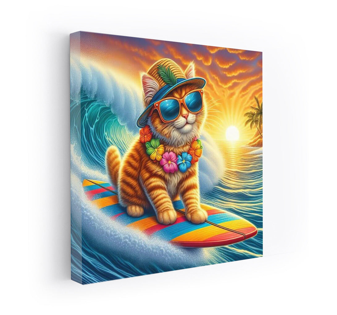 Giant Wave Surfer Cat: The Furry Hero of Sunset