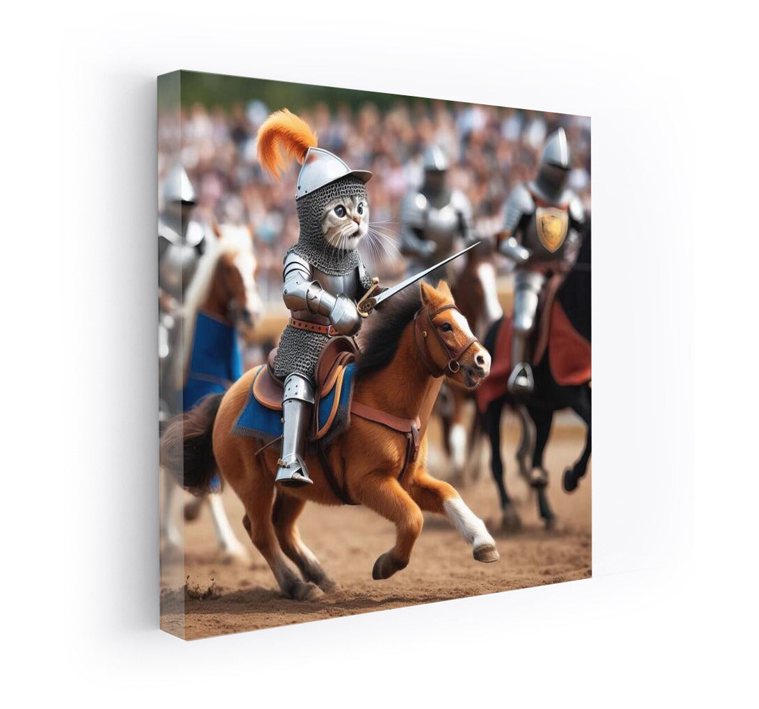 Knight Cat in Medieval Tournament: Furry Warrior in Armor