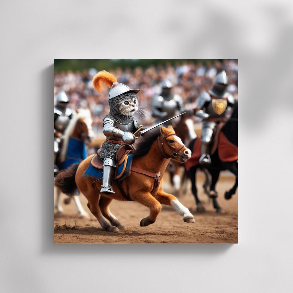 Knight Cat in Medieval Tournament: Furry Warrior in Armor