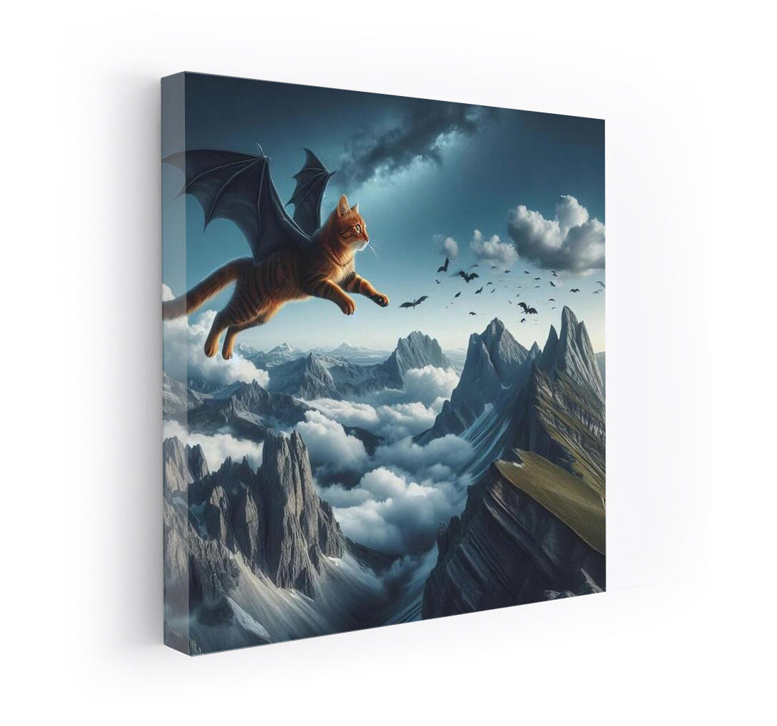 Magical Dragon Cat over the Mountain Peaks