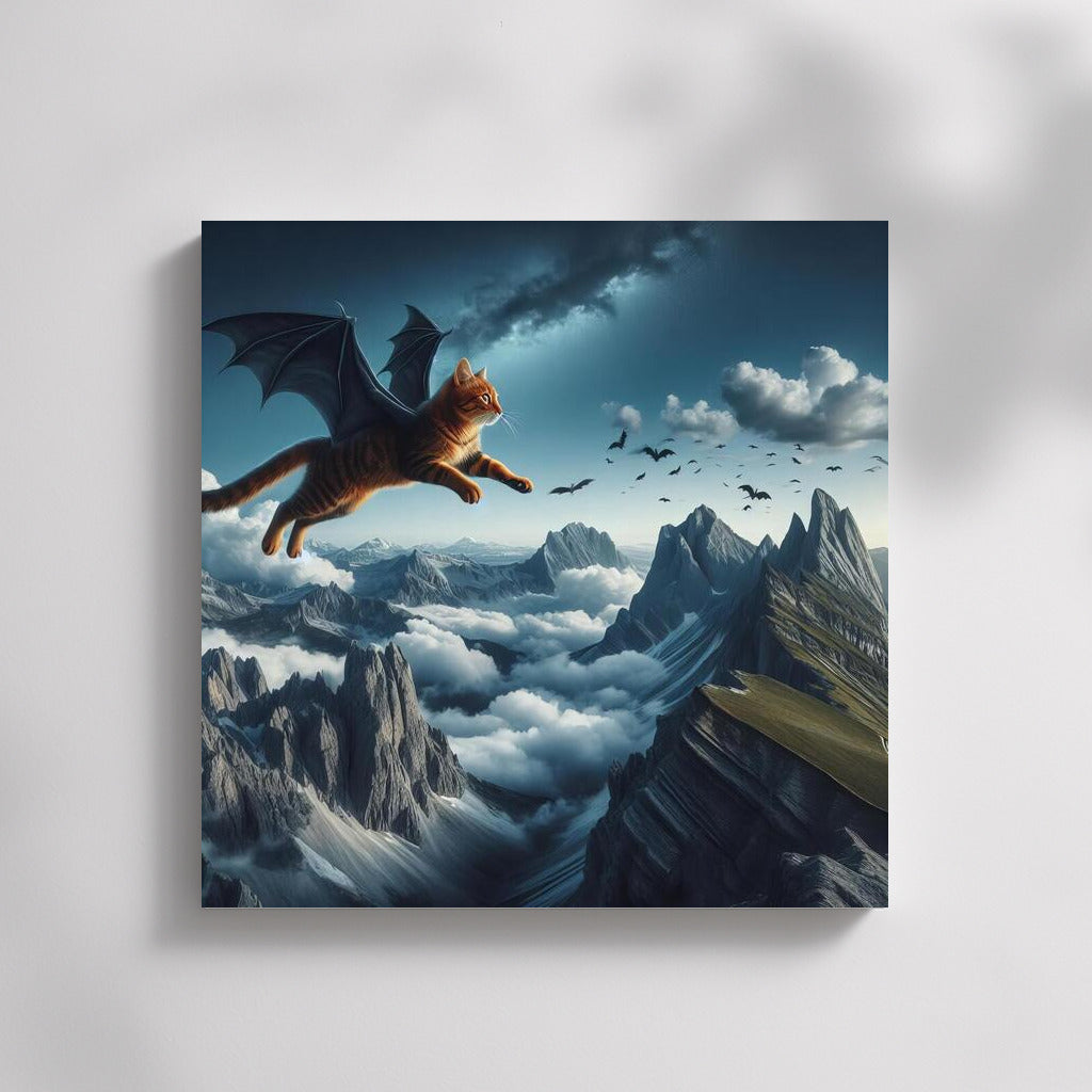 Magical Dragon Cat over the Mountain Peaks