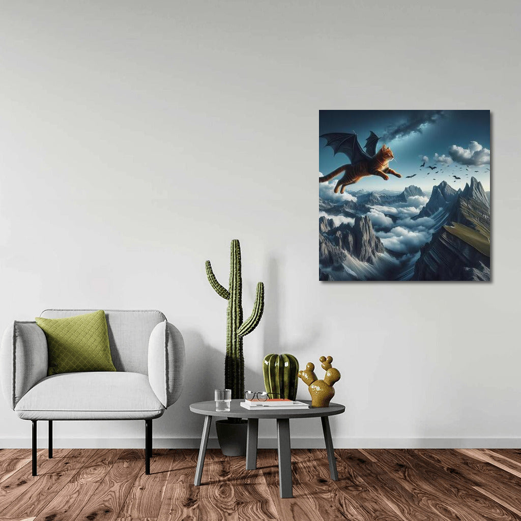 Magical Dragon Cat over the Mountain Peaks