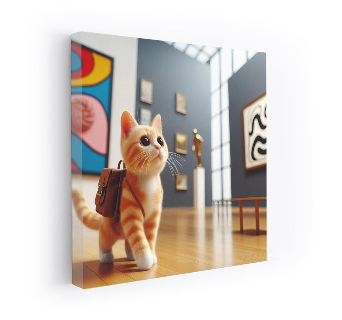 Kitten Art Critic at the Museum: Furry Explorer on Display