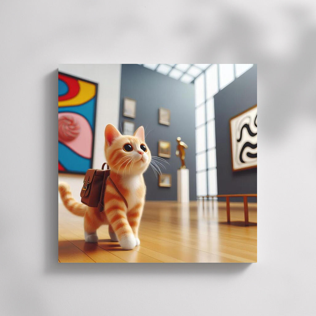 Kitten Art Critic at the Museum: Furry Explorer on Display