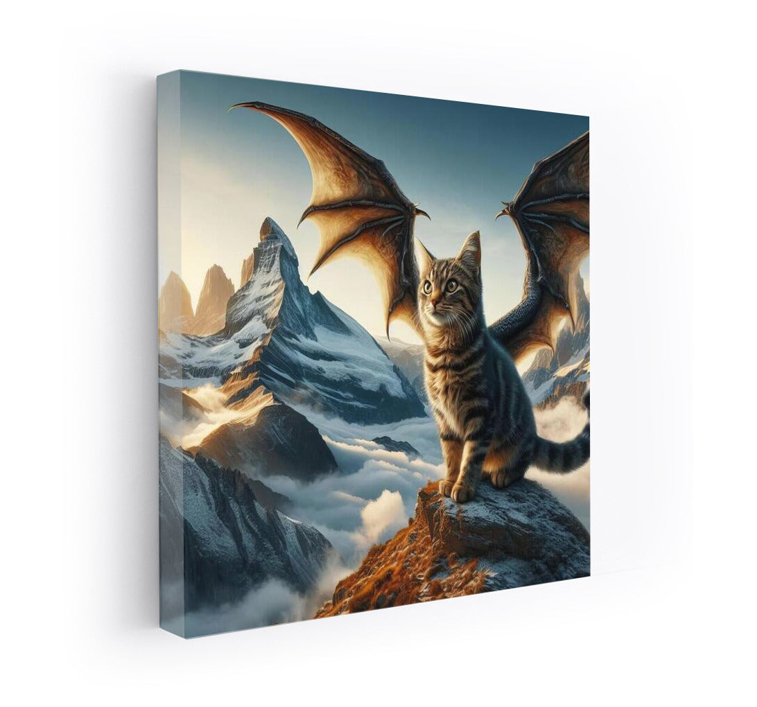 Transformation Magic: Cat Dragon Over the Mountain Peaks