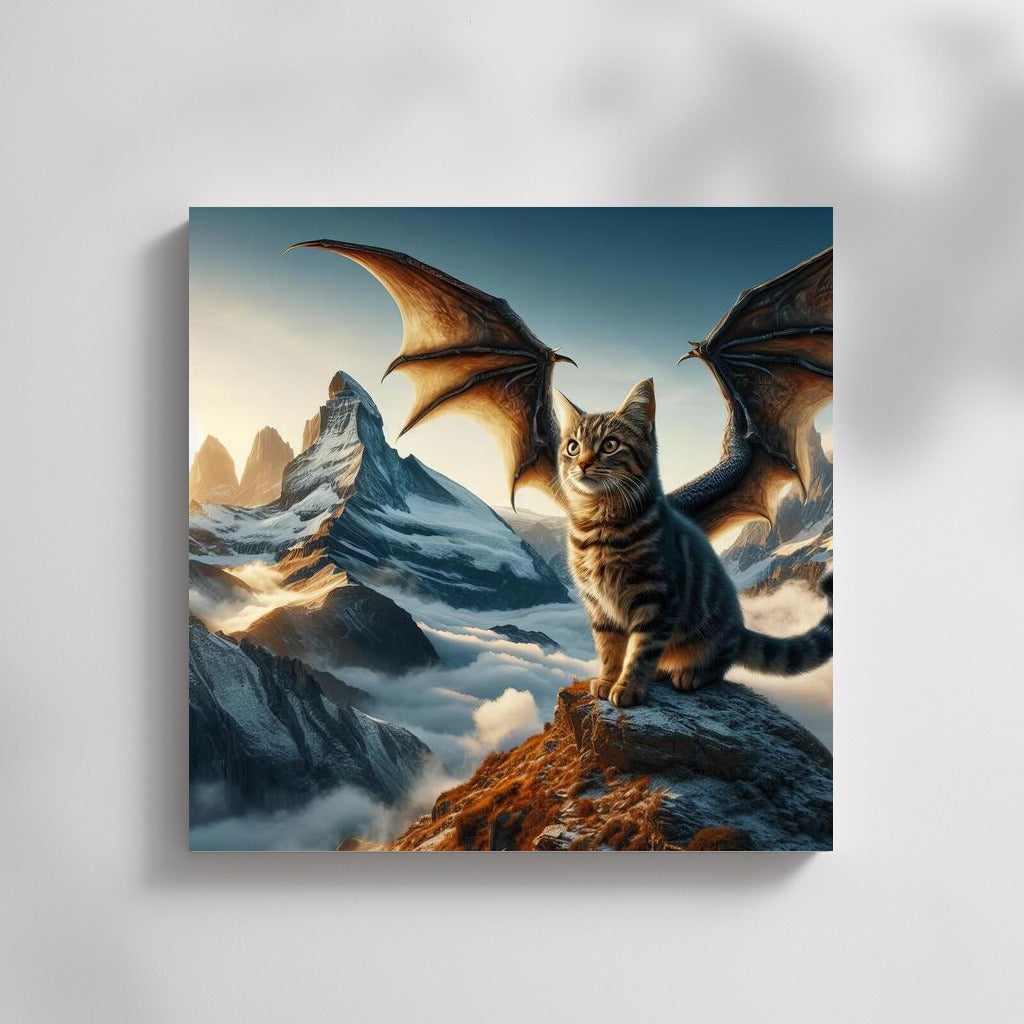 Transformation Magic: Cat Dragon Over the Mountain Peaks