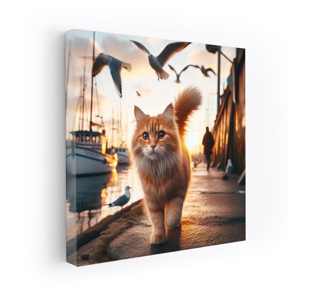 Red Cat at Sunset: Walk along the Embankment