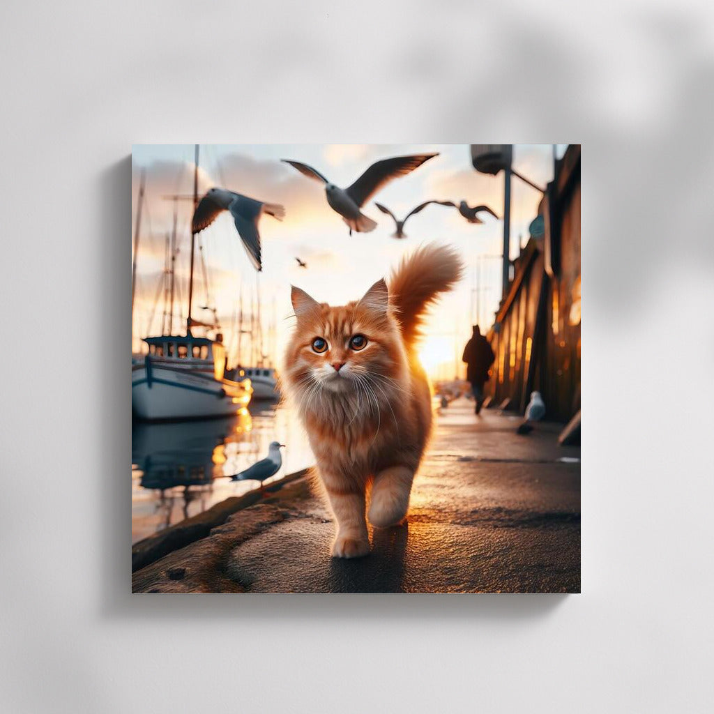 Red Cat at Sunset: Walk along the Embankment
