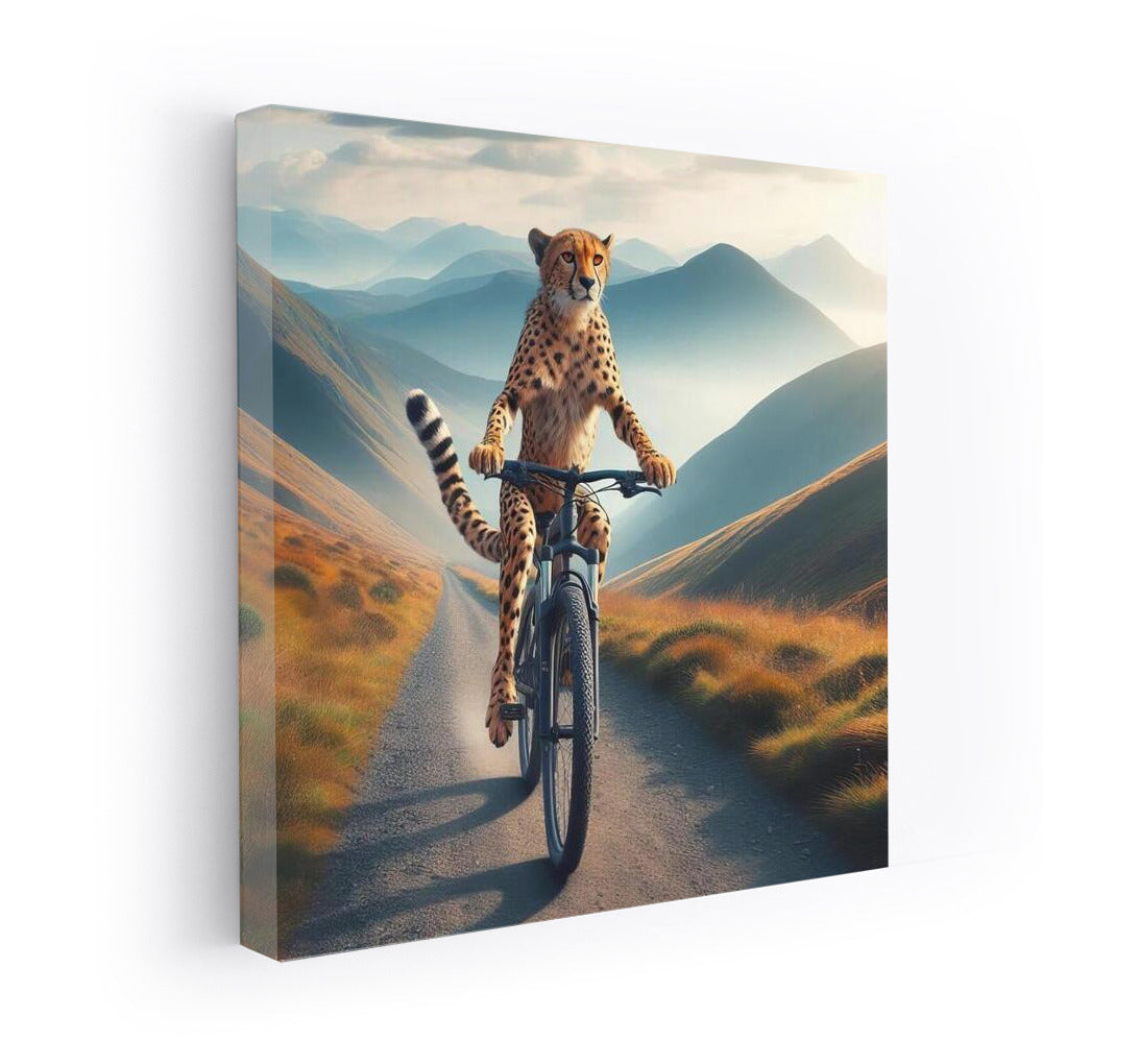 Cheetah on Bike: Mountain Adventure