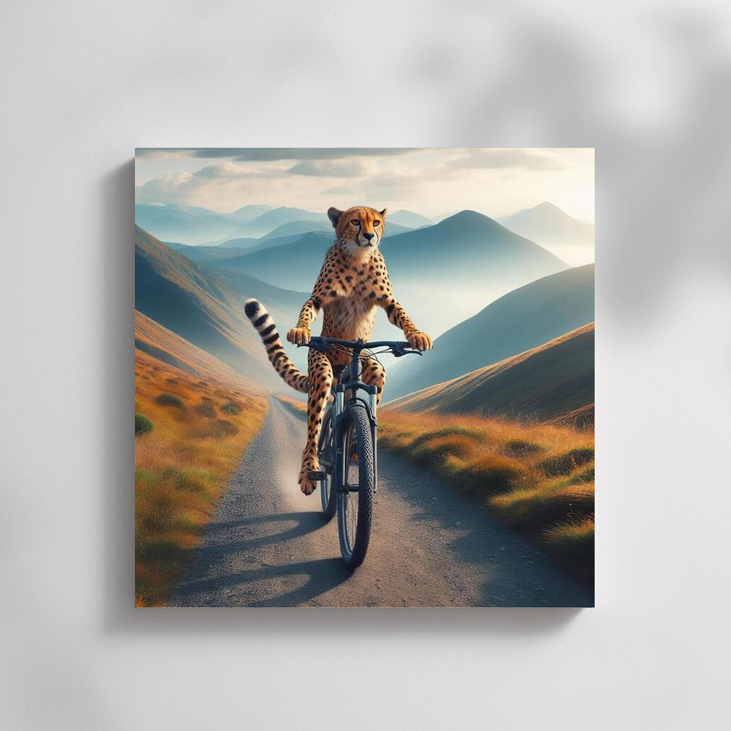 Cheetah on Bike: Mountain Adventure