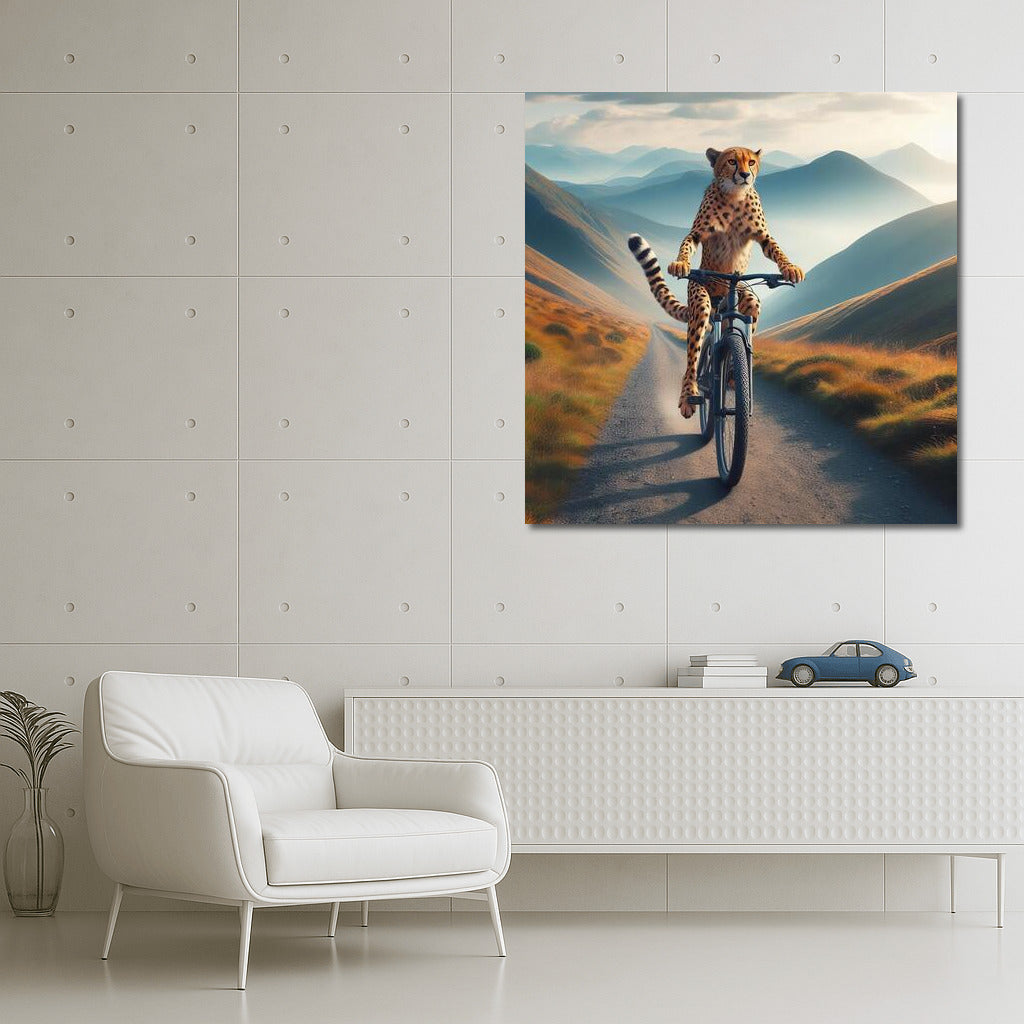 Cheetah on Bike: Mountain Adventure