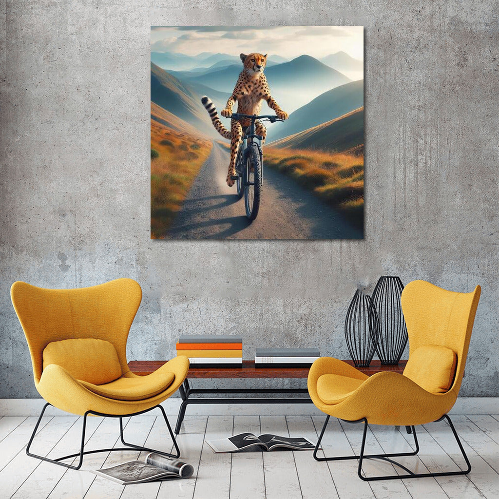Cheetah on Bike: Mountain Adventure