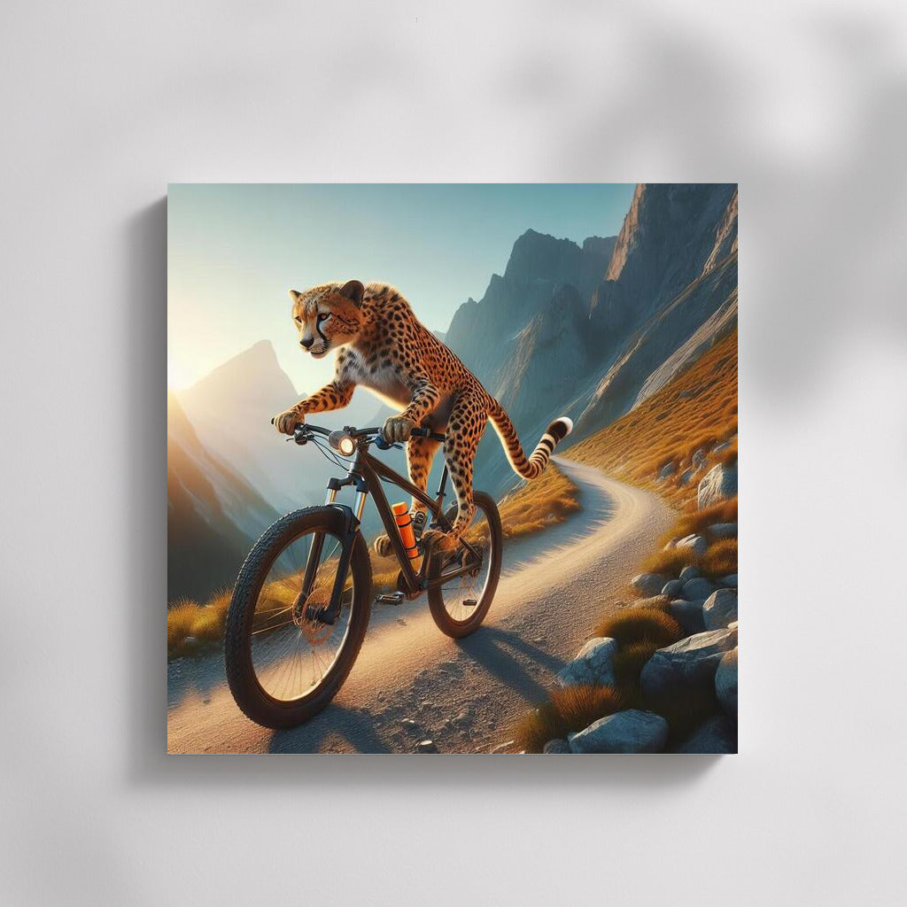 Cheetah on a Bike: Conquering the Mountain Trail – A Dynamic Adventure
