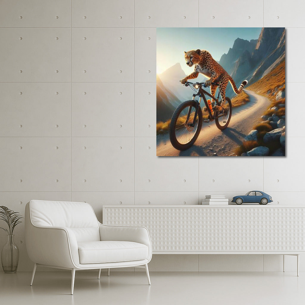 Cheetah on a Bike: Conquering the Mountain Trail – A Dynamic Adventure