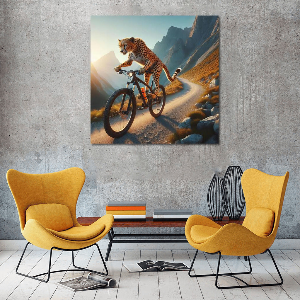 Cheetah on a Bike: Conquering the Mountain Trail – A Dynamic Adventure