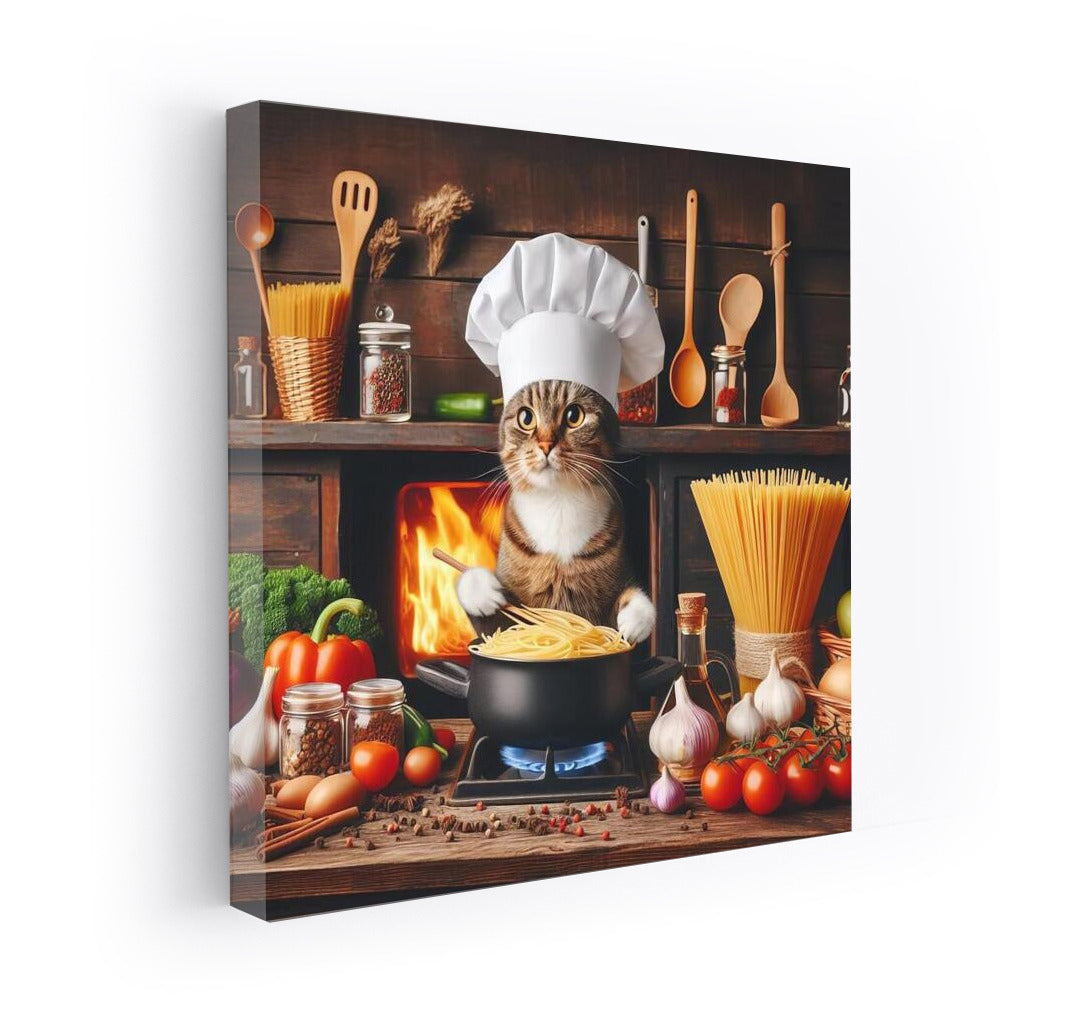 Italian Culinary Masterpiece: Cat Chef in a Restaurant