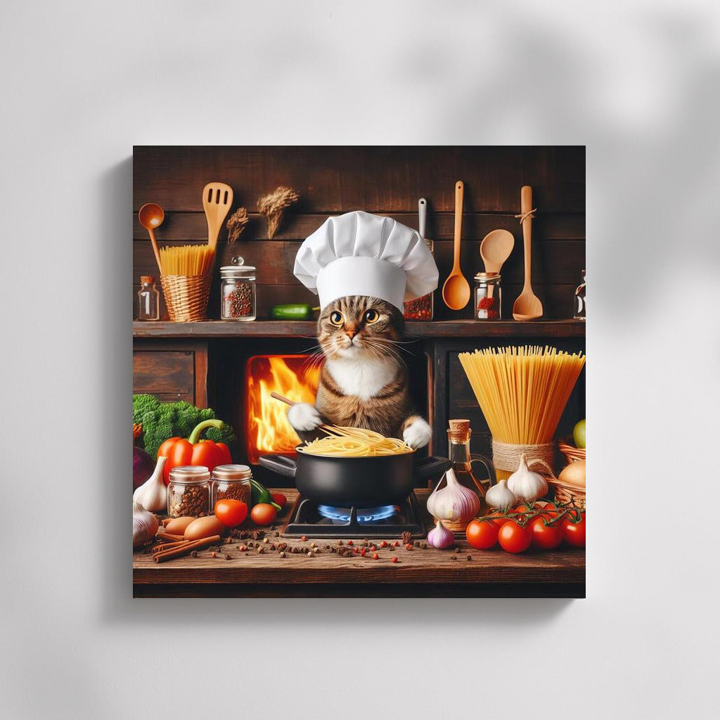 Italian Culinary Masterpiece: Cat Chef in a Restaurant