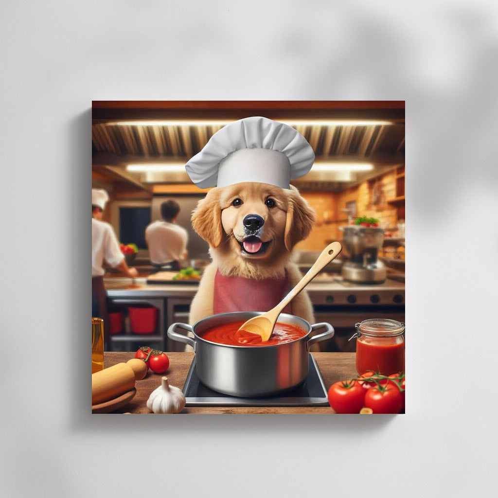 Chef Dog in an Italian Restaurant: Gastronomic Inspiration on the Wall