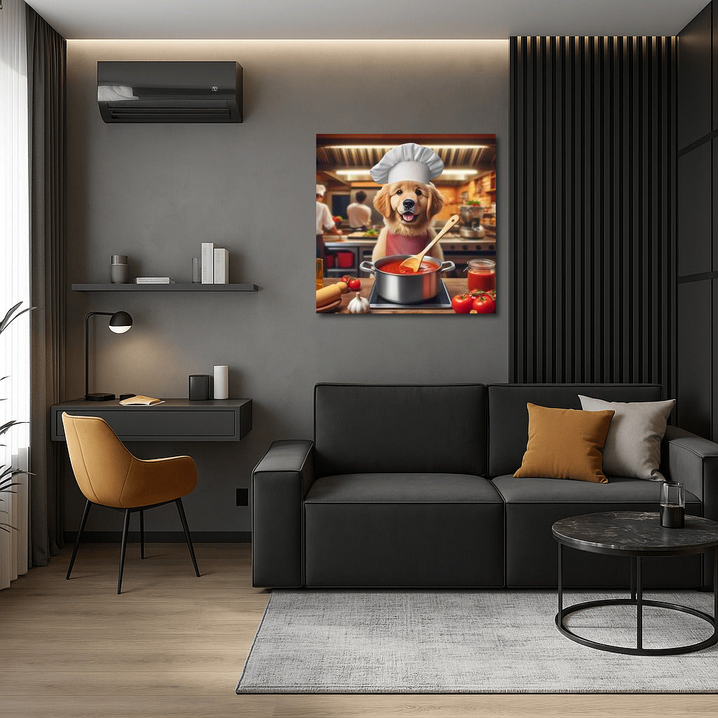 Chef Dog in an Italian Restaurant: Gastronomic Inspiration on the Wall