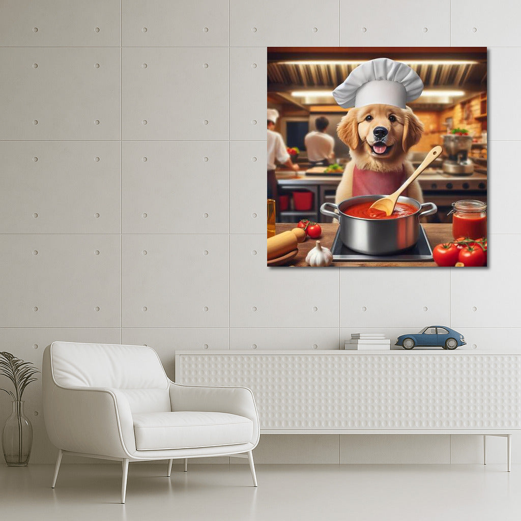 Chef Dog in an Italian Restaurant: Gastronomic Inspiration on the Wall