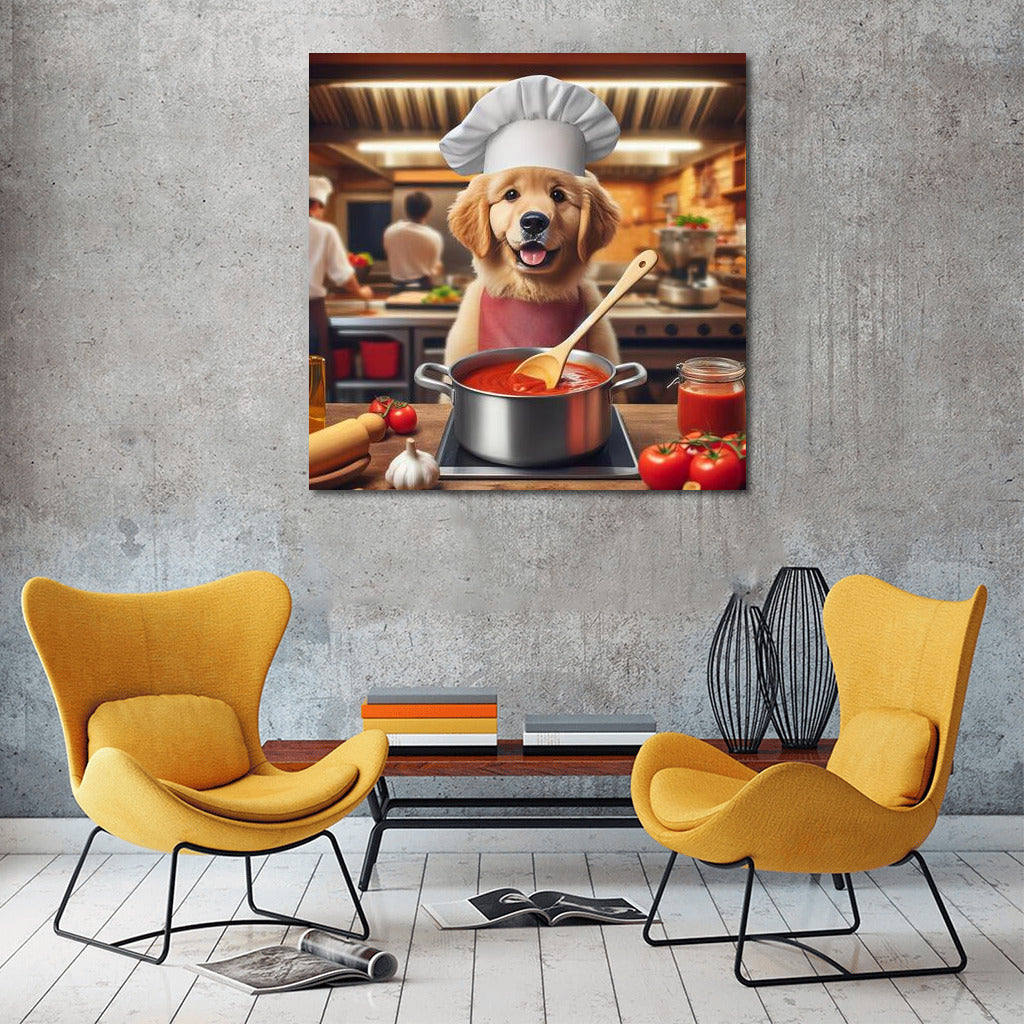 Chef Dog in an Italian Restaurant: Gastronomic Inspiration on the Wall