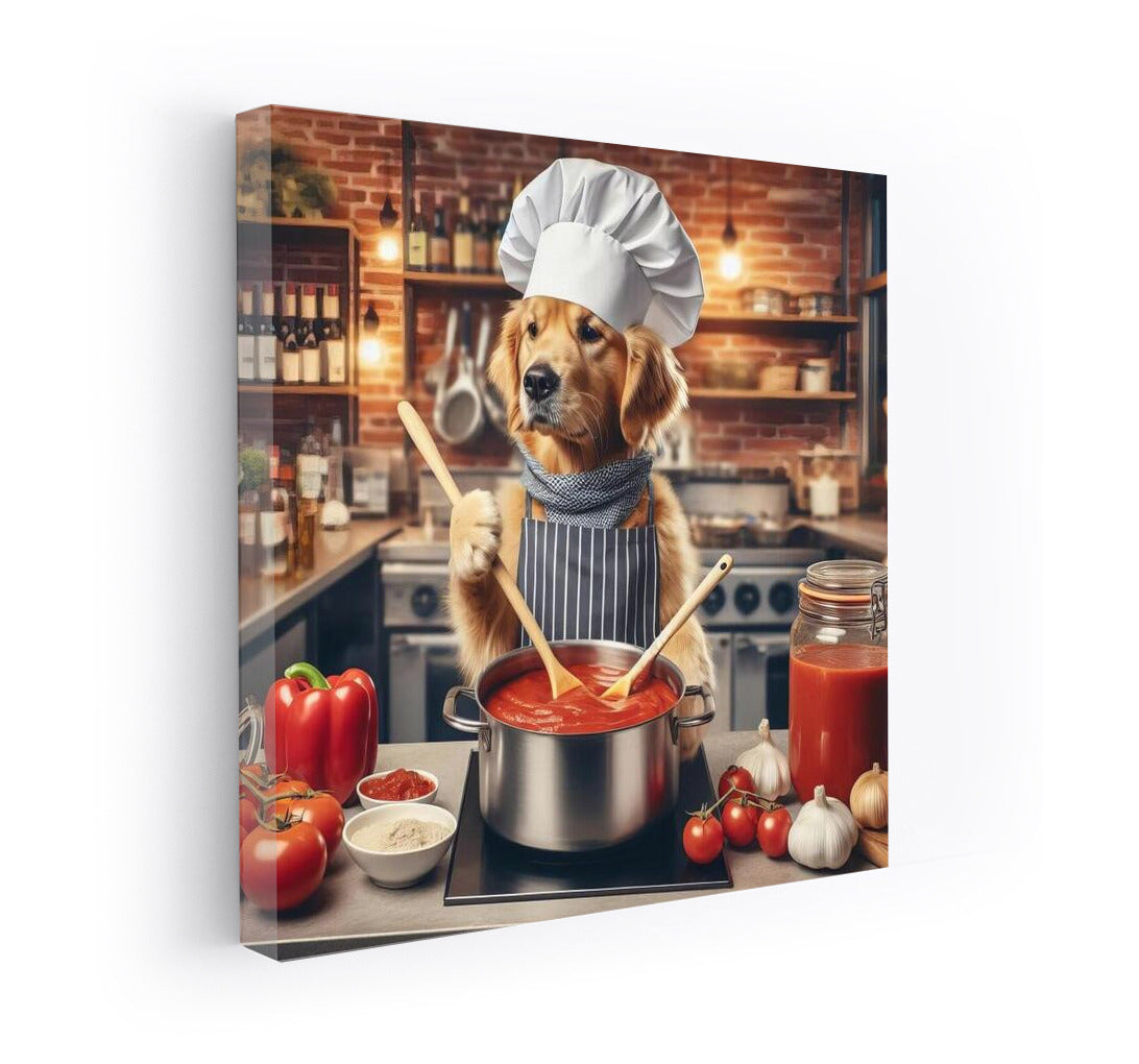 Culinary Adventures of Dog Chef in an Italian Restaurant