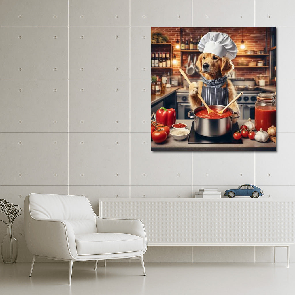 Culinary Adventures of Dog Chef in an Italian Restaurant