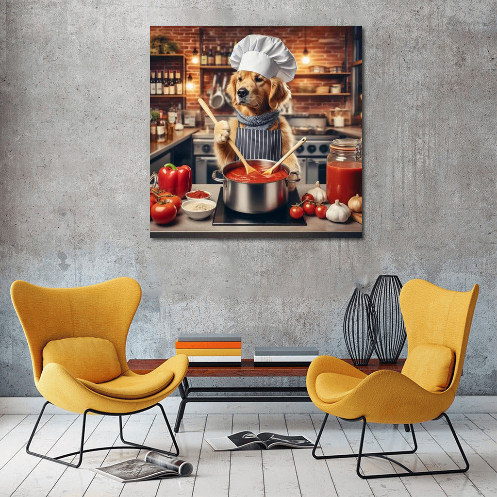 Culinary Adventures of Dog Chef in an Italian Restaurant