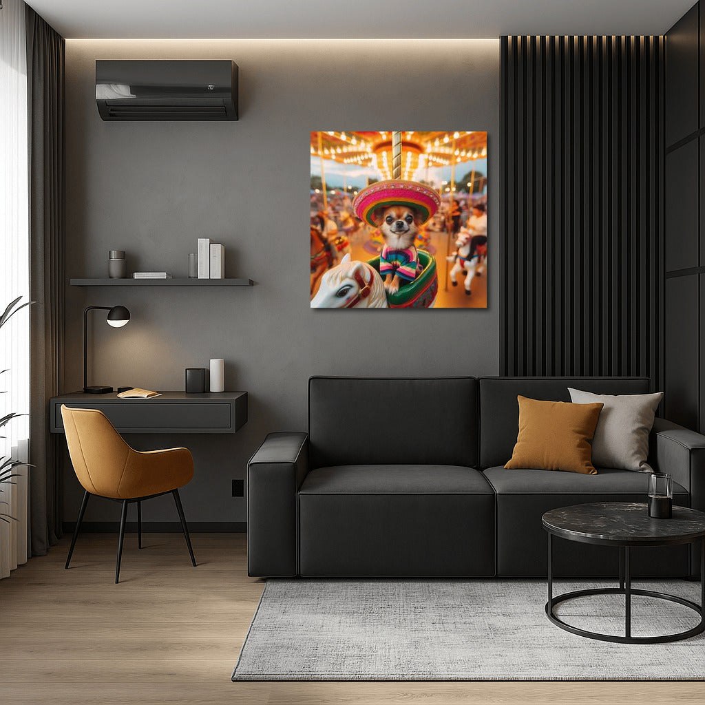 Chihuahua in Carnival Whirlwind: A Bright Explosion of Joy for Your Interior