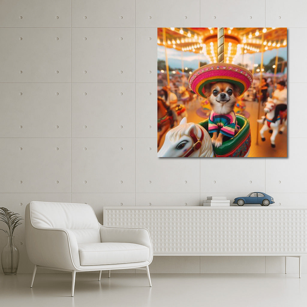 Chihuahua in Carnival Whirlwind: A Bright Explosion of Joy for Your Interior