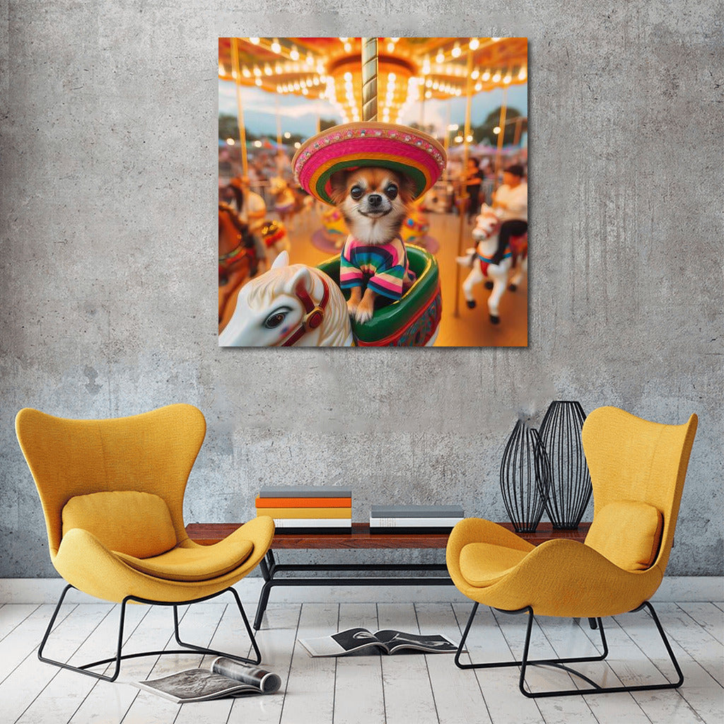 Chihuahua in Carnival Whirlwind: A Bright Explosion of Joy for Your Interior