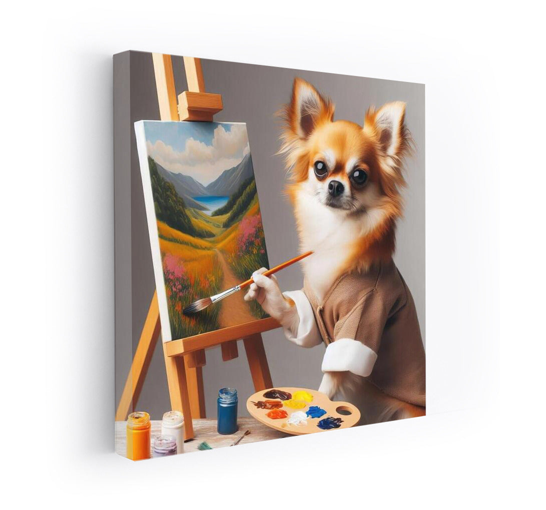 Chihuahua Master: Canine Artist with Brush and Palette