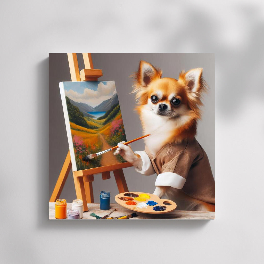 Chihuahua Master: Canine Artist with Brush and Palette