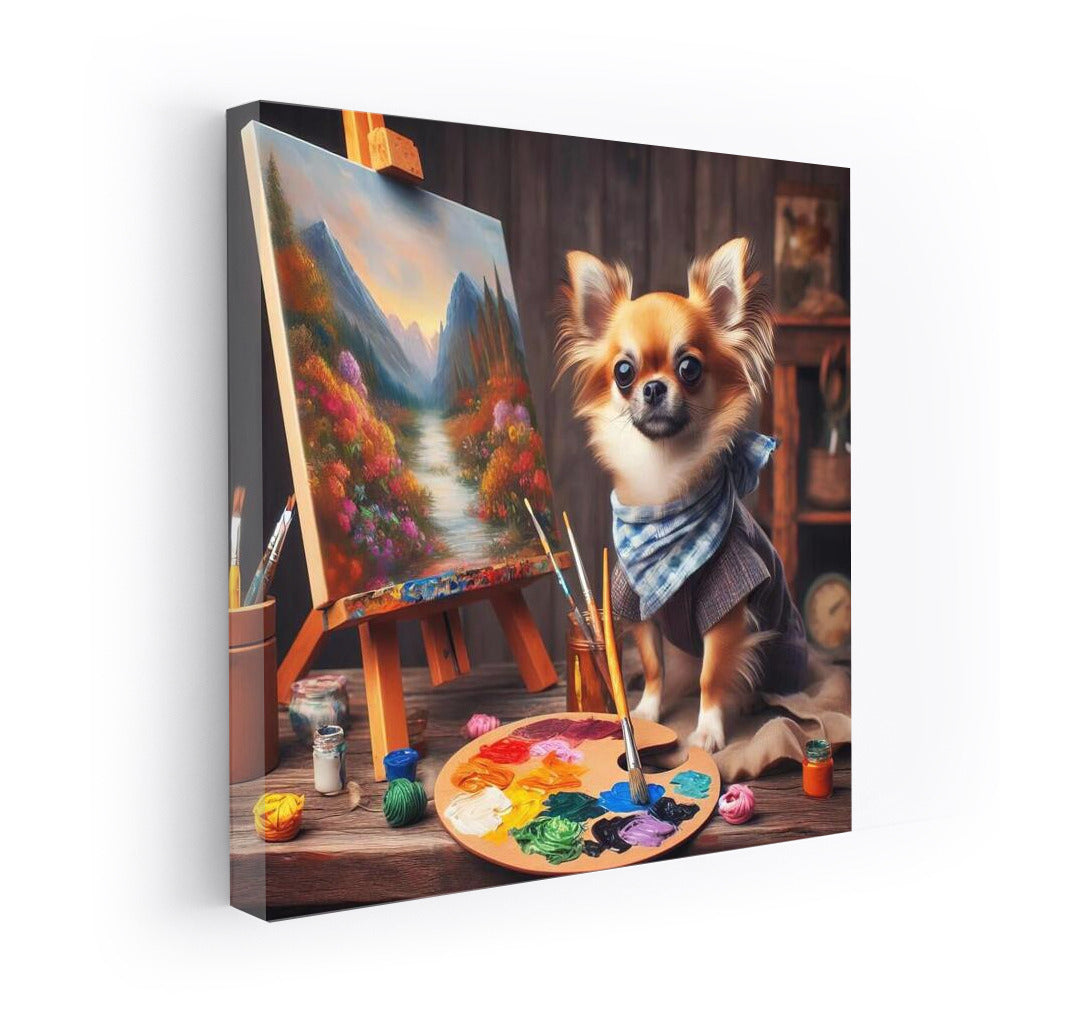 Chihuahua Artist: Fluffy Master with Brush and Palette