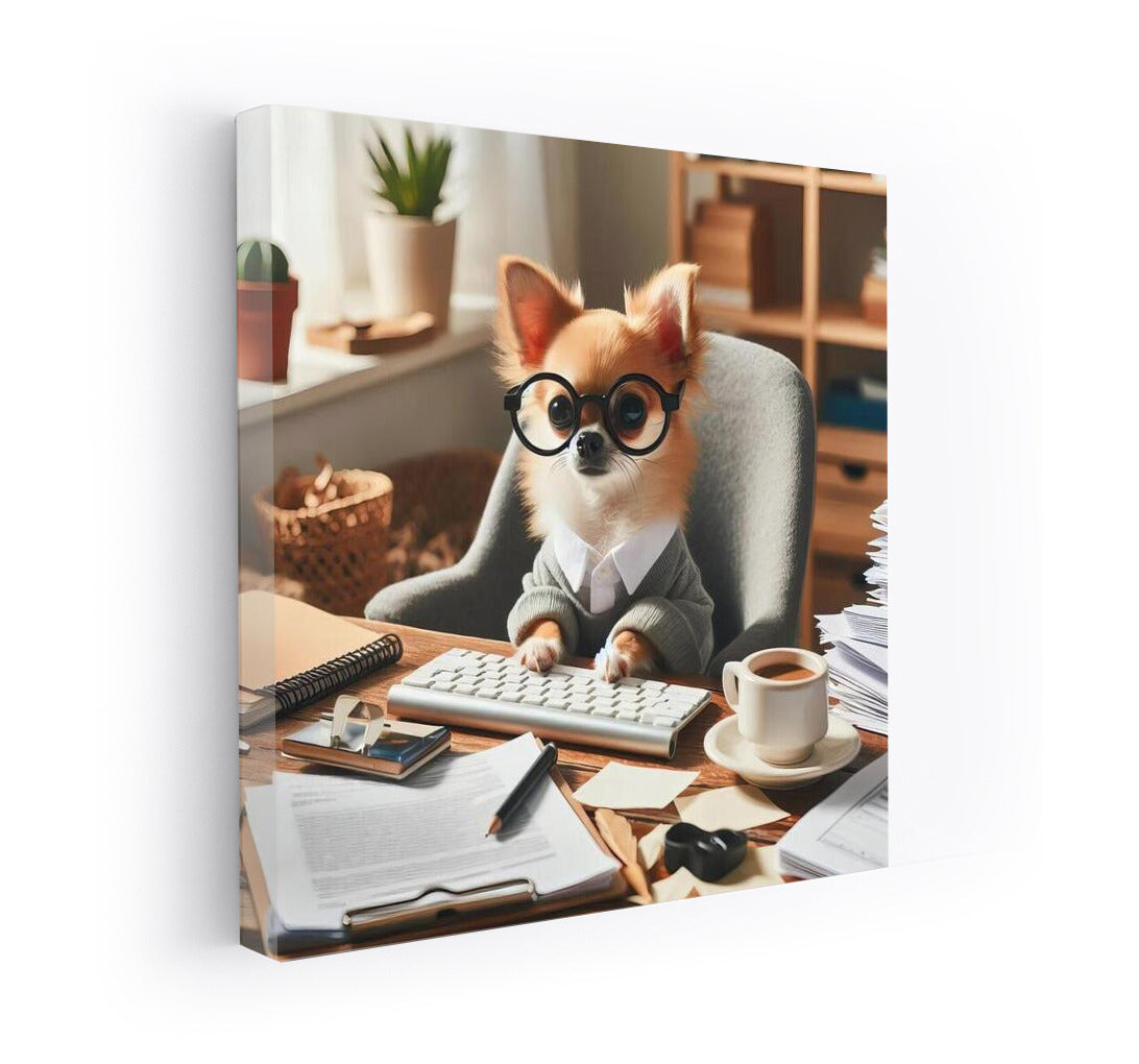 Chihuahua in the Office: Working Day at the Computer
