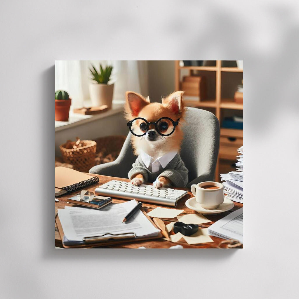 Chihuahua in the Office: Working Day at the Computer