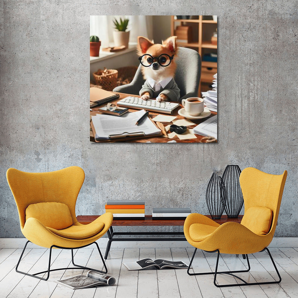 Chihuahua in the Office: Working Day at the Computer