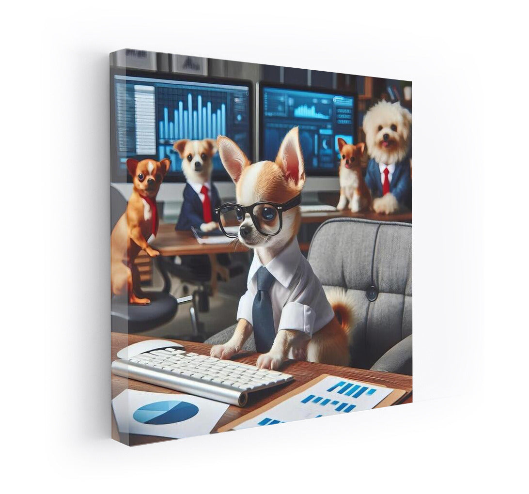 Chihuahua Boss: Office Style at the Computer