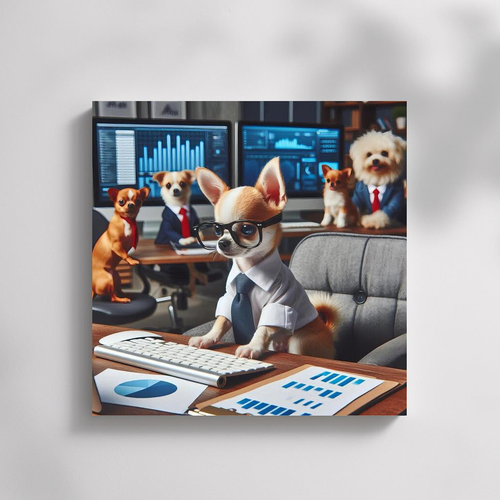 Chihuahua Boss: Office Style at the Computer