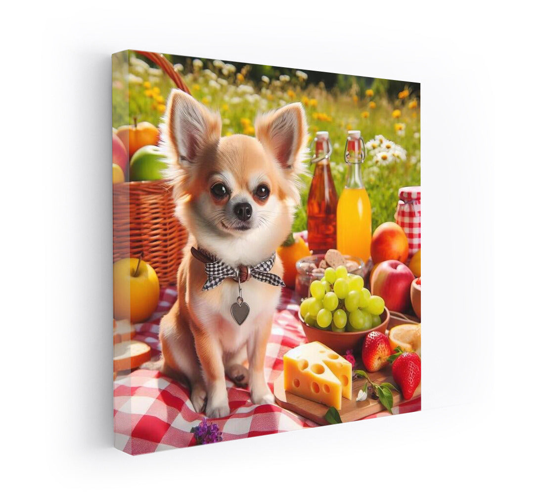 Chihuahua Picnic: Cozy Up on a Plaid Blanket with Fruit and Cheese