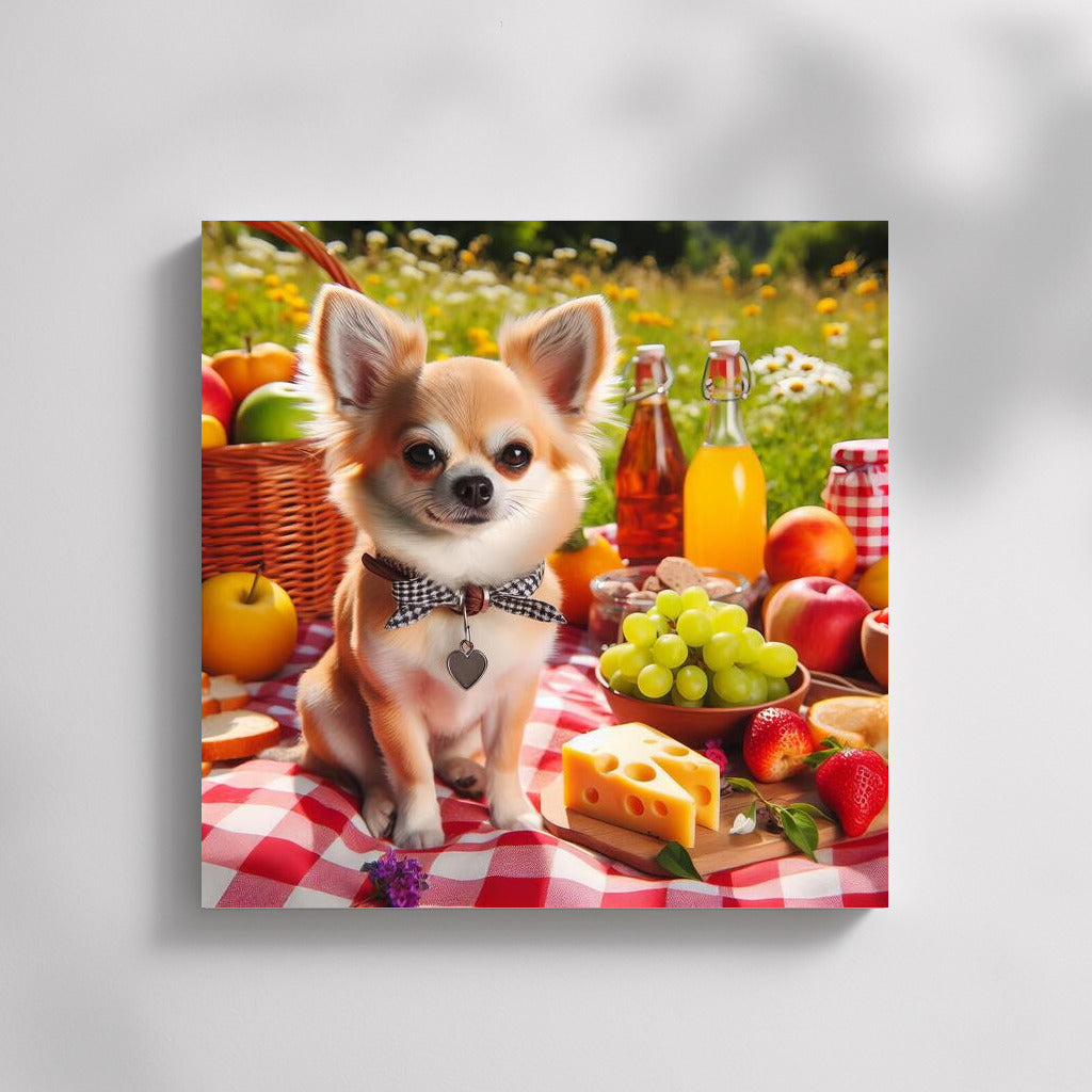 Chihuahua Picnic: Cozy Up on a Plaid Blanket with Fruit and Cheese
